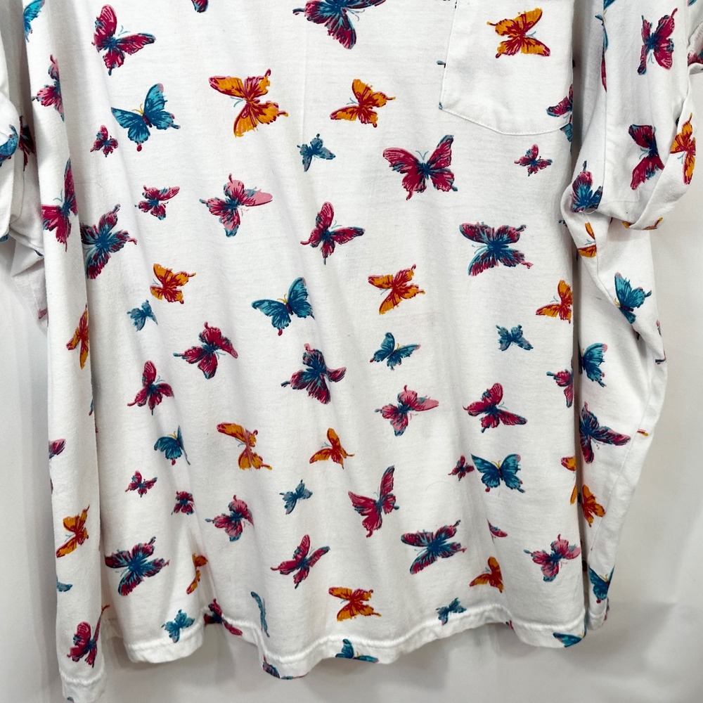 Woman Within Plus Size 30/32 Top 3X Butterfly Print‎ V-Neck Short Sleeve Tee 707 - Picture 5 of 8